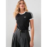 Adidas Originals Women'S 3 Stripes Slim Fit T-Shirt - Black