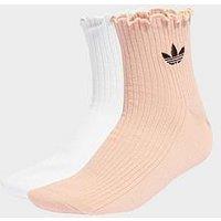 Adidas Originals Ruffle Quarter Length Socks 2 Pack - Blush Pink/White