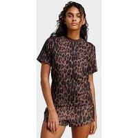 Adidas Sportswear Women'S Seasonal Essentials Leopard Print T-Shirt With 3-Stripes - Multicolour - Multi