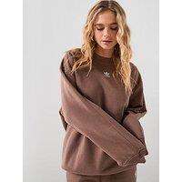 Adidas Originals Women'S Essentials Fleece Long Oversized Crew Sweatshirt - Brown