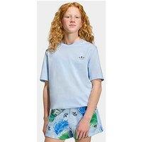 Adidas Originals Junior Boys T-Shirt Graphic Floral Print - Blue