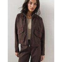 The Very Collection Scuba Utility Jacket Co-Ord - Brown