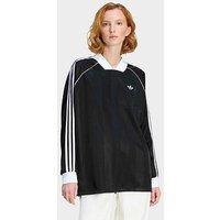 Adidas Originals Women'S 3 Stripes Jacquard Long Sleeve Tee - Black