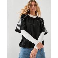 Adidas Originals Women'S 3 Stripes Jaquard T-Shirt - Black