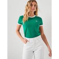 Adidas Originals Women'S 3 Stripes Slim Fit T-Shirt - Green