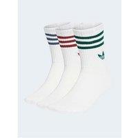 Adidas Originals Unisex 3-Stripe Crew Socks 3 Pack - White
