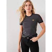 Adidas Originals Women'S 3 Stripes Slim Fit Short Sleeve T-Shirt - Black