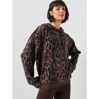 Adidas Sportswear Women'S Seasonal Essentials Leopard French Terry Hoodie With 3-Stripes - Animal Print