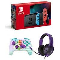 Nintendo Switch Console + Rematch Wireless Controller - Invincible Mario + Airlite Fit Ghost Purple Headset