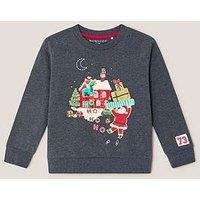 Monsoon Boys Christmas Santa Scene Sweatshirt - Grey