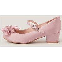 Monsoon Girls Corsage Flower Diamante Heeled Shoes - Pink