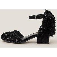 Monsoon Girls Sequin Velvet Bow Heeled Shoes - Black