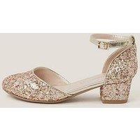 Monsoon Girls Glitter Two Part Heeled Shoes - Gold