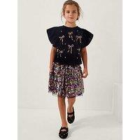 Monsoon Girls Velvet Bow Top & Sequin Skirt Set - Black