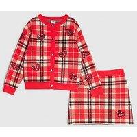 River Island Older Girls Tartan Heart Sequin Skirt Set - Red