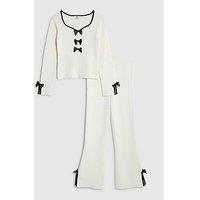 River Island Older Girls Bow Martini Trouser Set - Cream