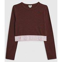 River Island Older Girls Waistband Crop Top - Brown