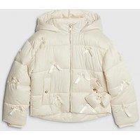 River Island Older Girls 3D Bow Padded Jacket - Cream