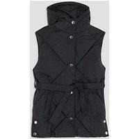 River Island Older Girls Belted Hooded Gilet - Black
