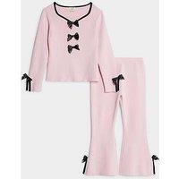 River Island Mini Girls Bow Martini Trouser Set - Light Pink