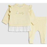 River Island Baby Girls Lovely Broderie Sweatshirt Set - Yellow