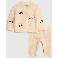 River Island Baby Girls Fluffy Rose Cardigan Set - Pink
