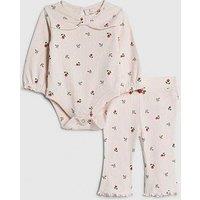 River Island Baby Girls Floral Bodysuit Set - Pink