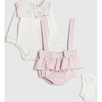 River Island Baby Girls Sailor Collar Bow Romper Set - Pink