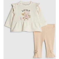River Island Baby Girls Bear Peplum Sweatshirt Set - Beige