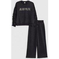 River Island Older Girls Washed Amour Sweatshirt Set - Grey