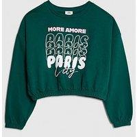River Island Older Girls Paris City Sweatshirt - Green