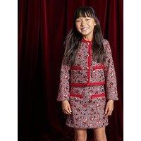 River Island Older Girls Boucle Jacket And Skirt Set - Red