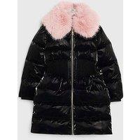 River Island Older Girls Faux Fur Padded Jacket - Black