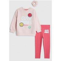 River Island Mini Girl Cute Vibes Sweatshirt Set - Pink