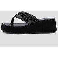 The Very Collection Wide Fit Thong Wedge Sandals - Black