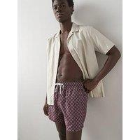 The Very Collection Quick Dry Diamond Print Swim Shorts - Berry