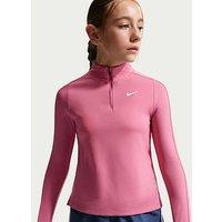 Nike Junior Girls Training Dri-Fit Long Sleeve 1/4 Zip Top - Pink