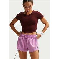 Nike Womens Training One Dri-Fit Mid Rise 3 Inch Brief Lined Shorts - Pink
