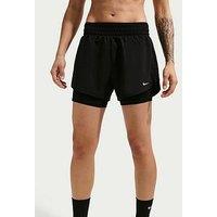 Nike Womens One Dri-Fit Training High Rise 3 Inch 2-In-1 Shorts - Black/White
