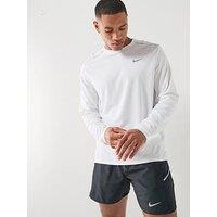 Nike Mens Running Miler Dri-Fit Uv Long Sleeve Top - White