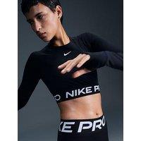 Nike Womens Pro 365 Dri-Fit Training Long Sleeve Crop Top - Black/White