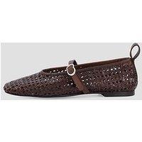 The Very Collection Leather Weave Ballerina Shoes - Brown