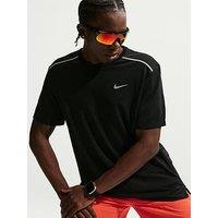 Nike Mens Miler Dri-Fit Uv Running Short Sleeve Top - Black
