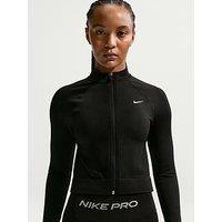 Nike Womens Training Pro Dri-Fit Seamless Full Zip Midlayer - Black/White