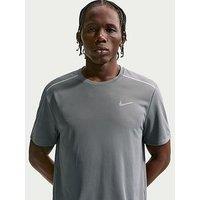 Nike Mens Running Miler Dri-Fit Uv Short Sleeve Top - Grey
