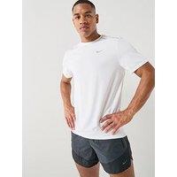 Nike Mens Running Miler Dri-Fit Uv Short Sleeve Top - White