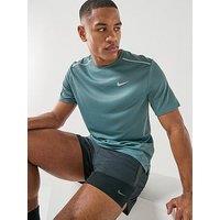 Nike Mens Running Miler Dri-Fit Uv Short Sleeve Top - Green