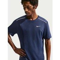 Nike Mens Running Miler Dri-Fit Uv Short Sleeve Top - Navy