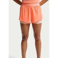 Nike Womens Running Dri-Fit Mid Rise 2 In 1 Shorts - Orange
