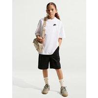 Nike Big Kids Sportswear Oversized Embroidered Futura T-Shirt - White